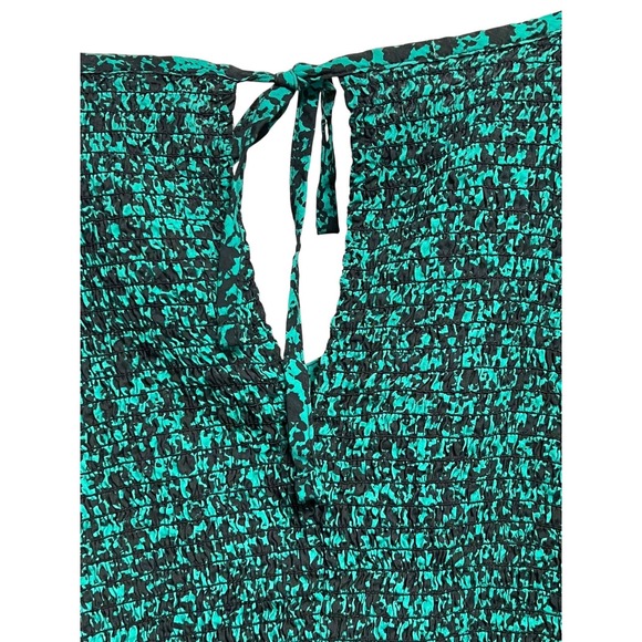 Ava & Viv Top Women's Plus Size 4X Green Black Animal Print Peplum L/S Smocked - Picture 6 of 14